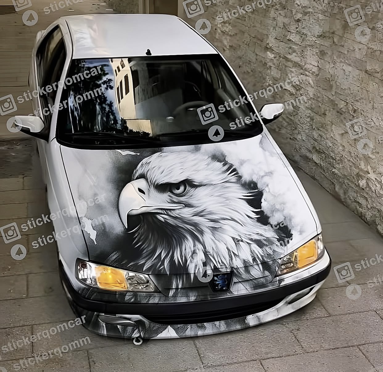 استیکر ماشین‌طرح عقاب کاپوت خودرو